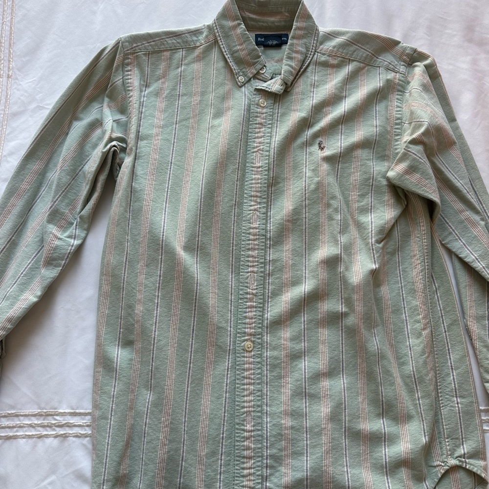 Ralph Lauren Green Stripe Button-Down Shirt